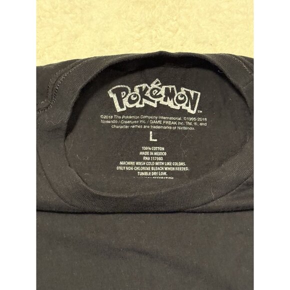 VTG Pokemon Game Freak Bulbasaur Floral T Shirt Sz Large Black Green 100% Co - Picture 3 of 6